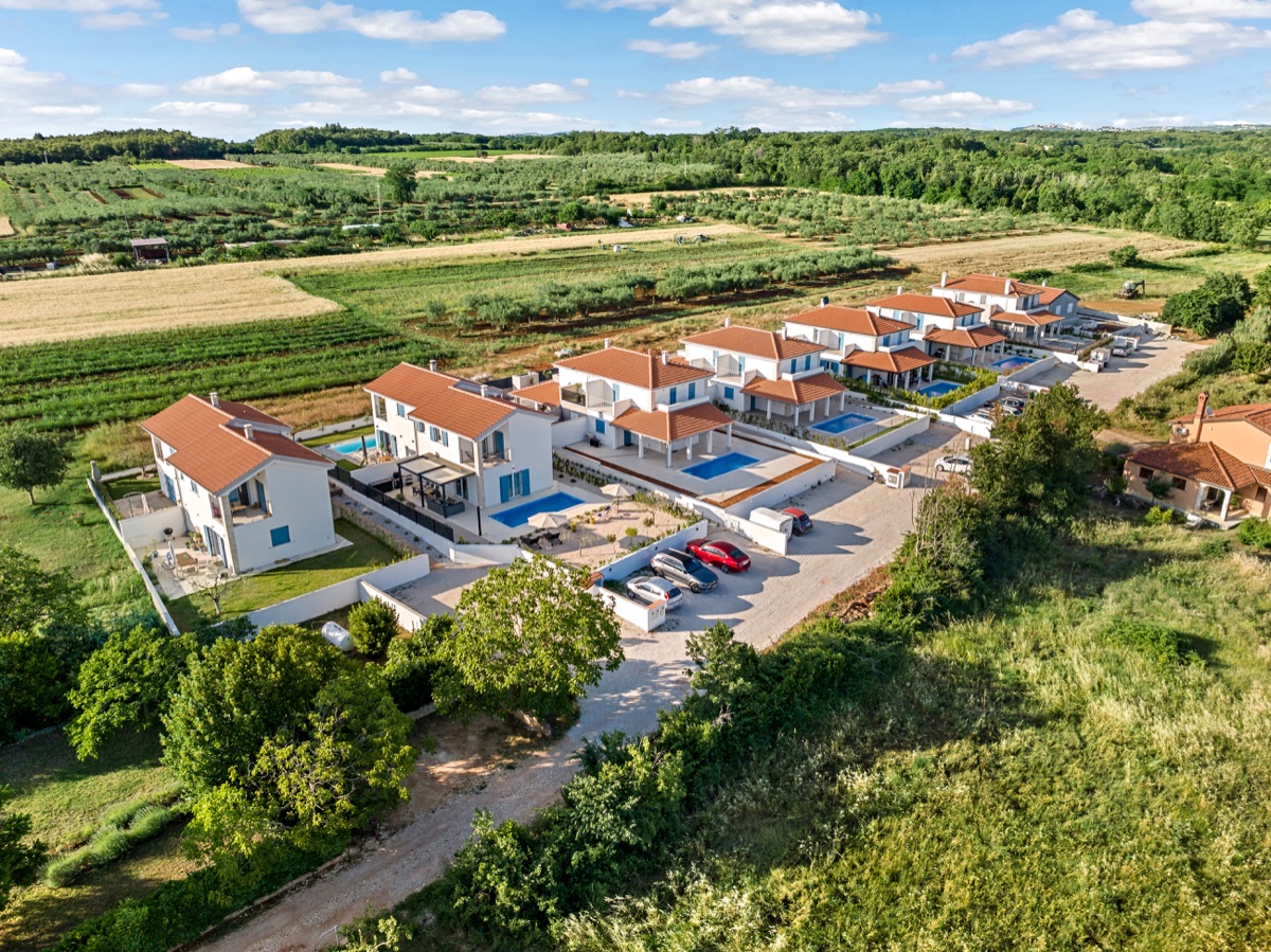 Aerial view of Fiorini estate and Istrian countryside